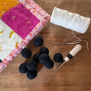Wool Felt Balls - #6 Kohl - Ten 1" Balls, 2.2cm