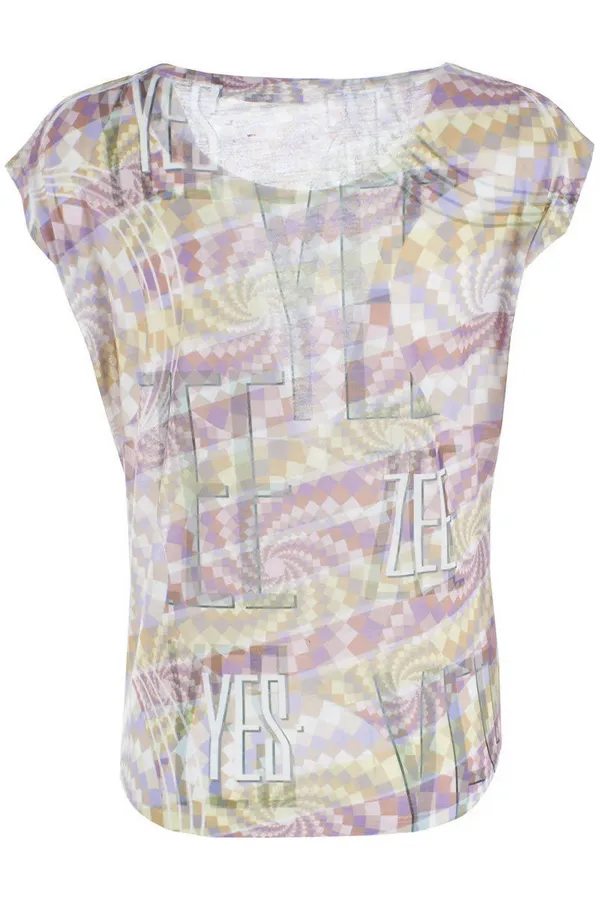 Yes Zee T-shirt da donna smanicata T235-Y102-2001 fantasia
