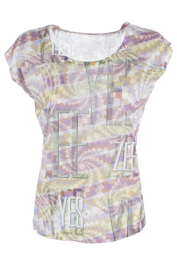 Yes Zee T-shirt da donna smanicata T235-Y102-2001 fantasia