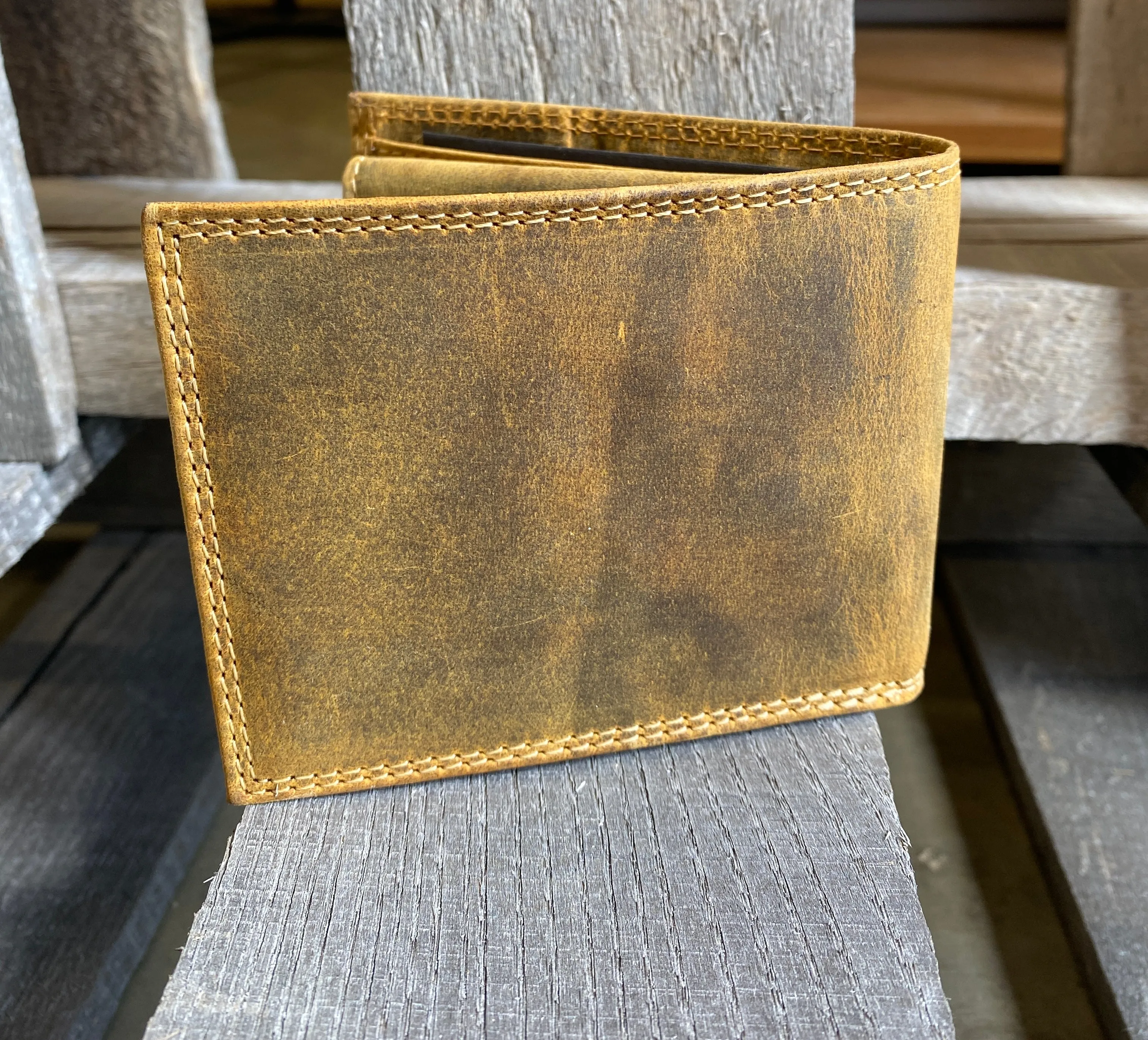 Zep Pro IWT1VINT-Ole MS University of Mississippi Vintage Brown “Crazy Horse” Leather Bi-fold Wallet